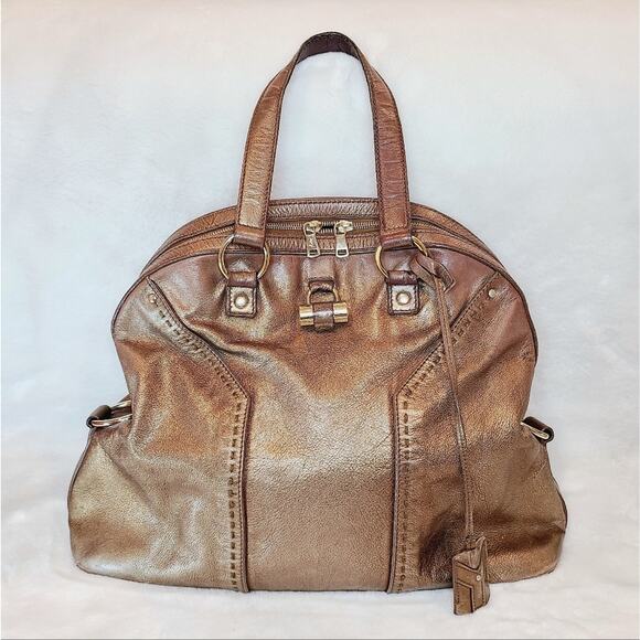 Yves Saint Laurent Handbags - Yves Saint Laurent Muse Bag Metallic Bronze Leather Y2K YSL Satchel
